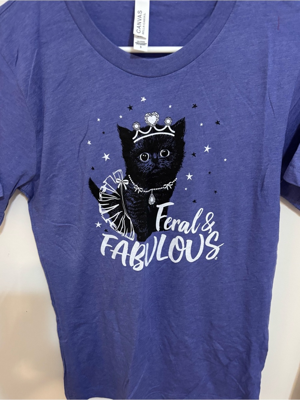Feral & Fabulous Purple Cat Graphic Bella Cancas Tee - Picture 2 of 3